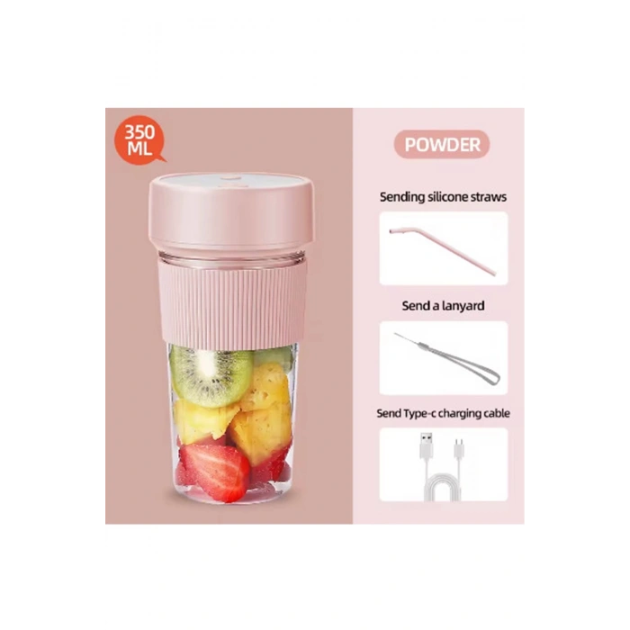 Mini Taşınabilir Mikser 350 Ml Smoothie Makinesi Meyve Sıkacağı Şarj Edilebilir Blender Pembe