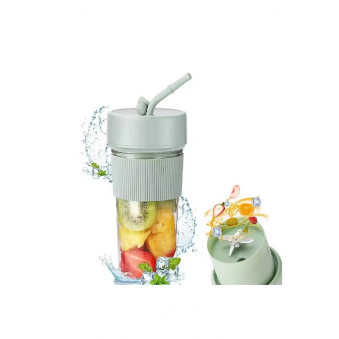 Mini Taşınabilir Mikser 350 Ml Smoothie Makinesi Meyve Sıkacağı Şarj Edilebilir Blender Yeşil