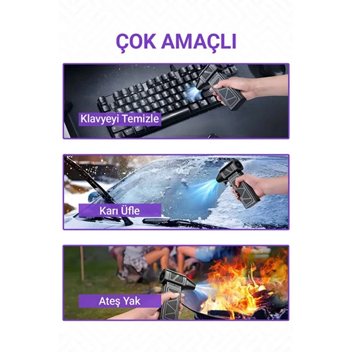 Mini Turbo Fan 130.000 Rpm Şarjlı 8000 Mah Batarya 4 Vitesli Taşınabilir Elektrikli Hava Üfleyici Kompresörü