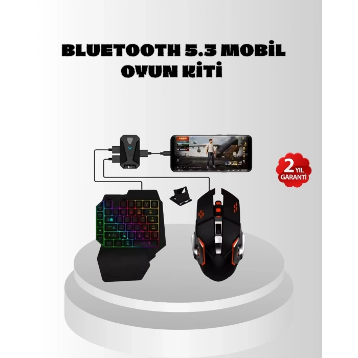 Mobil  Oyun Seti 5in1 X8 Pro Çipset Rgb Klavye Mouse Telefon Tutucu
