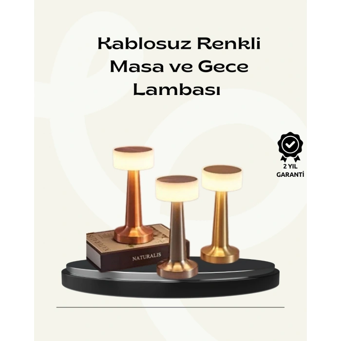Modern Usbli Kablosuz Masa Lambası – Minimalist Tasarım, 3 Farklı Parlaklık