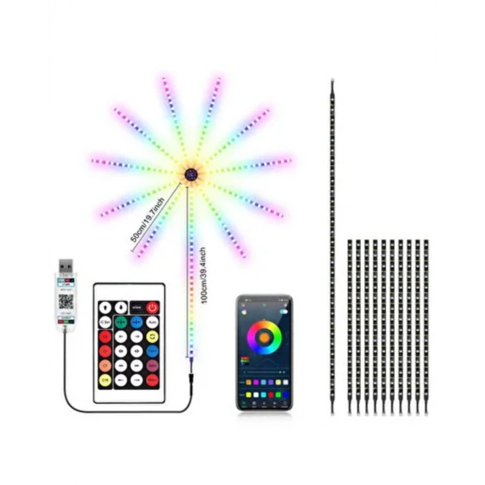 Modüler Rgb Led Duvar Işığı Havai Fişek Efektli Uzaktan Kumandalı