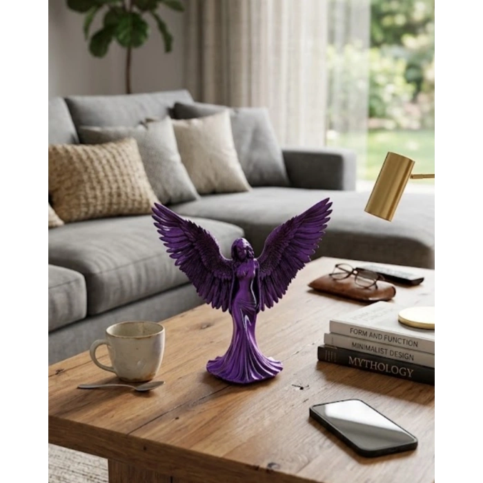 Mor Melek Biblo Küçük Boy Dekoratif Angel Figür Modern Ev Aksesuarı