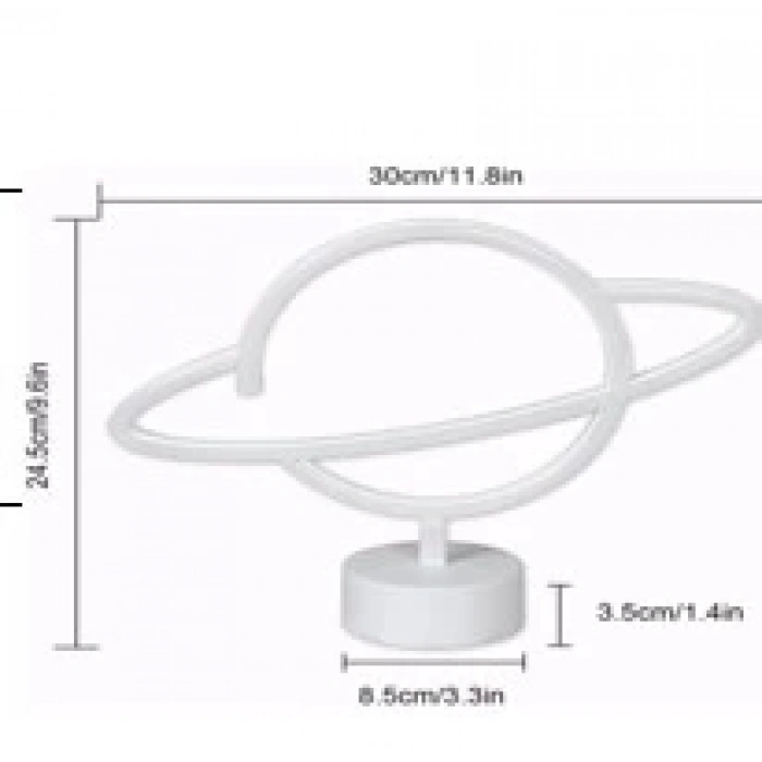 Neon Işıklı Satürn Lamba Pil+usb Mz-503