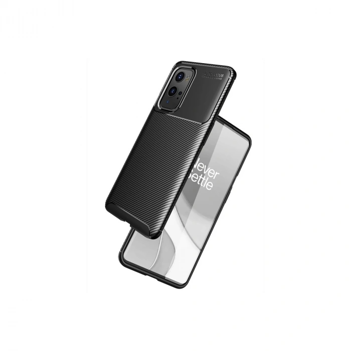 One Plus 9 Pro Kılıf Auto Focus Karbon Kapak - Siyah