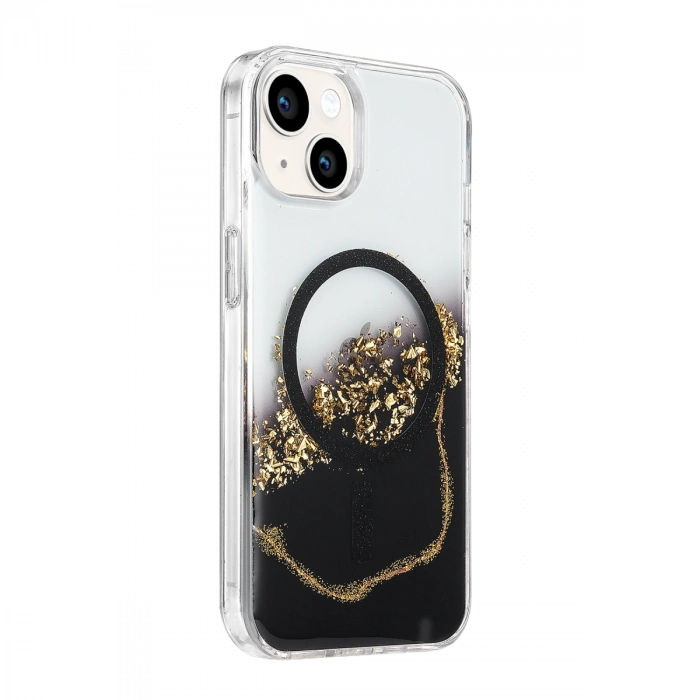 Onegif Apple İphone 14 Lotus Simli Magsafe Kapak - Siyah