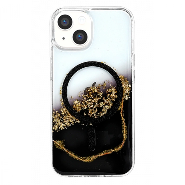 Onegif Apple İphone 14 Lotus Simli Magsafe Kapak - Siyah
