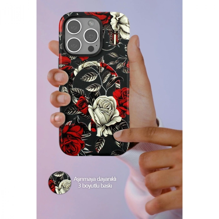 Onegif Apple İphone 14 Pro Max Flower Series Magsafe Kapak - Mavi