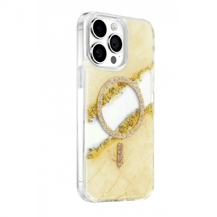 Onegif Apple İphone 14 Pro Max Lotus Simli Magsafe Kapak - Gümüş