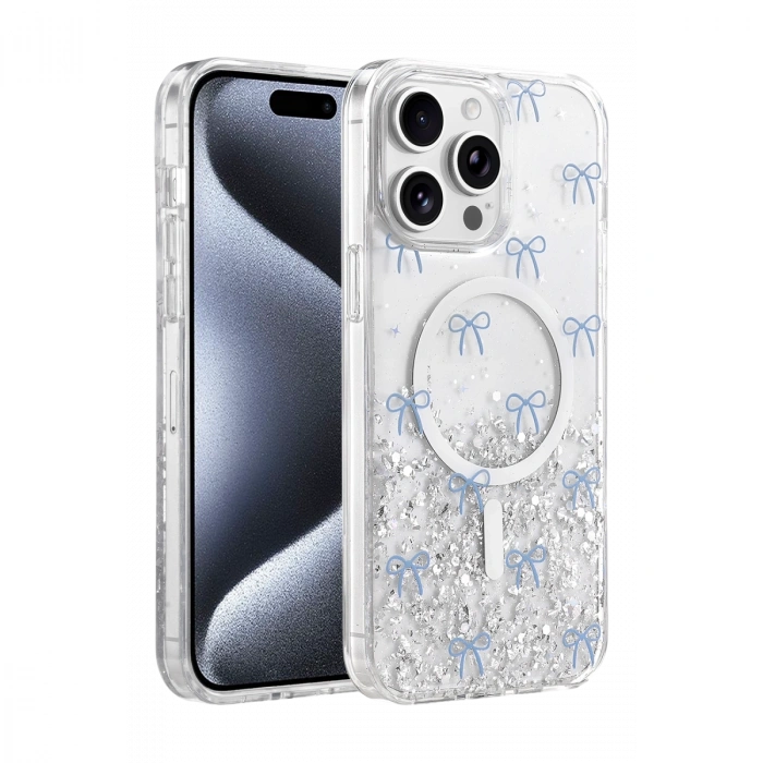 Onegif Apple İphone 14 Pro Max Misk Simli Magsafe Kapak - Desen 3