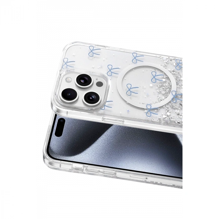 Onegif Apple İphone 14 Pro Max Misk Simli Magsafe Kapak - Desen 3