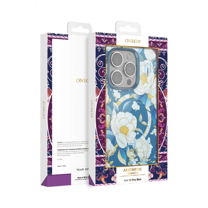 Onegif Apple İphone 15 Plus Flower Series Magsafe Kapak - Siyah