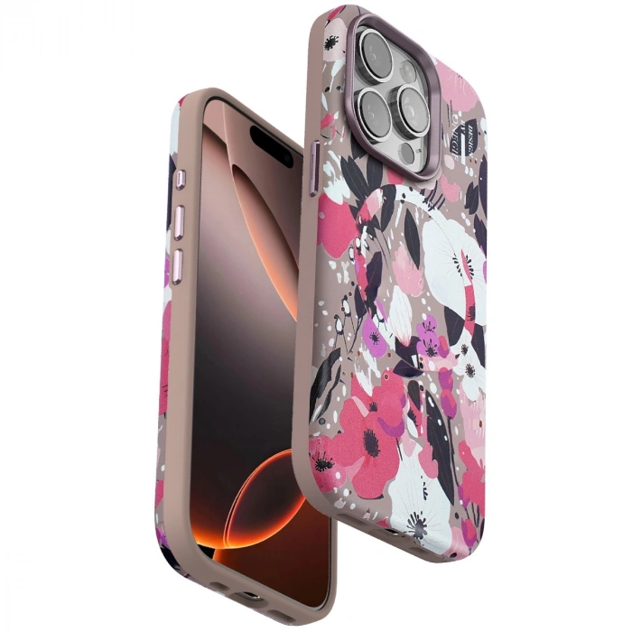 Onegif Apple İphone 15 Pro Flower Series Magsafe Kapak - Pembe