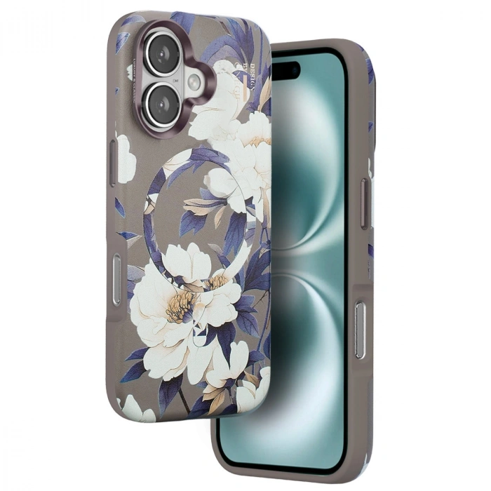 Onegif Apple İphone 16 Flower Series Magsafe Kapak - Gri