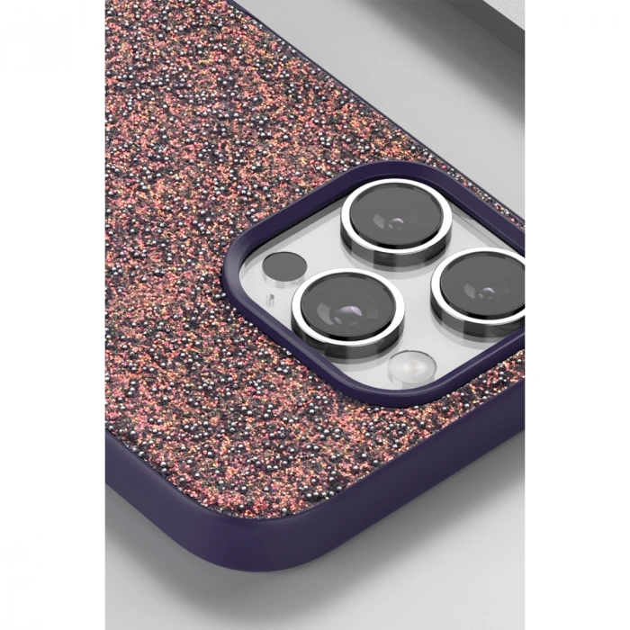 Onegif Apple İphone 16 Pro Bright Simli Kapak - Derin Mor