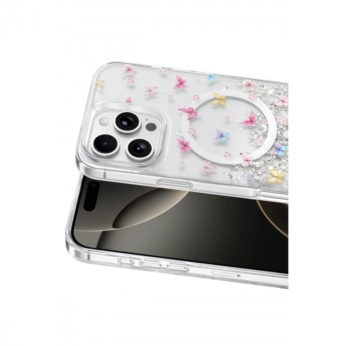 Onegif Apple İphone 16 Pro Max Misk Simli Magsafe Kapak - Desen 4