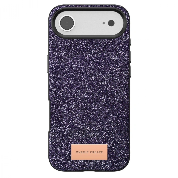 Onegif Apple İphone 17 Air Bright Simli Kapak - Derin Mor