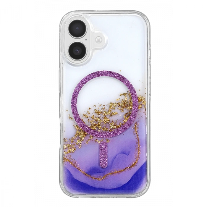Onegif Apple İphone 17 Lotus Simli Magsafe Kapak - Mor