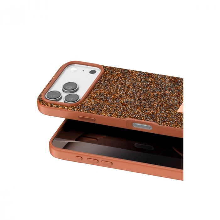 Onegif Apple İphone 17 Pro Bright Simli Kapak - Turuncu