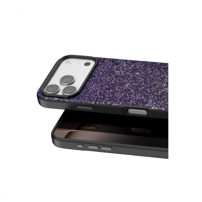 Onegif Apple İphone 17 Pro Max Bright Simli Kapak - Derin Mor