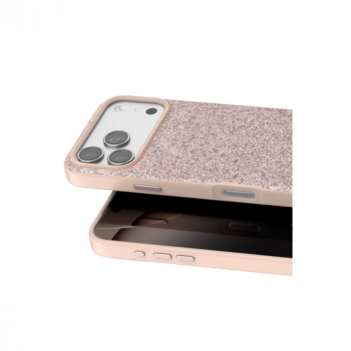 Onegif Apple İphone 17 Pro Max Bright Simli Kapak - Pembe