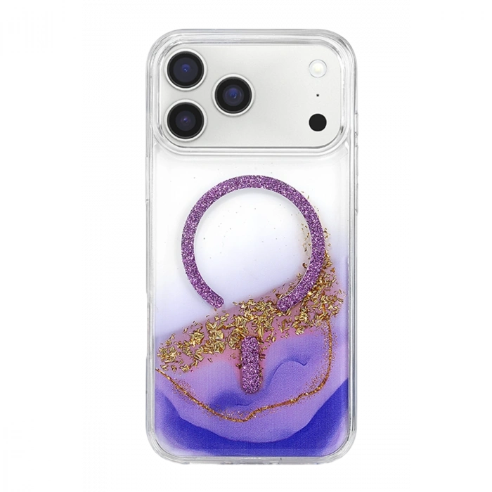 Onegif Apple İphone 17 Pro Max Lotus Simli Magsafe Kapak - Mor