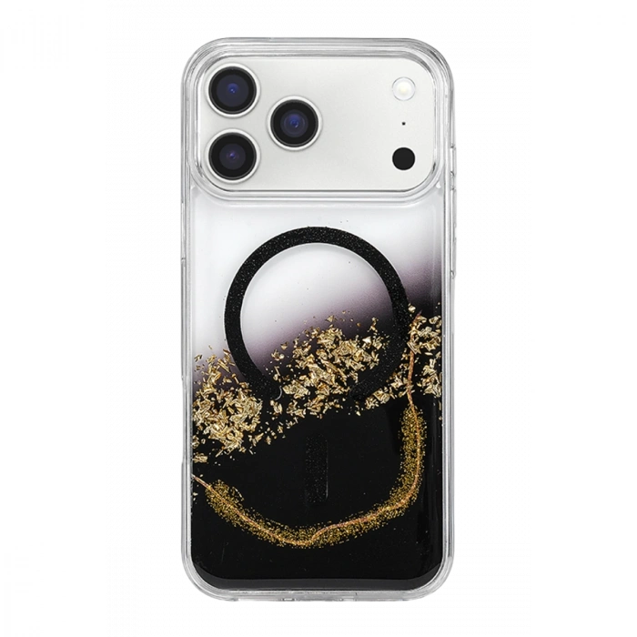 Onegif Apple İphone 17 Pro Max Lotus Simli Magsafe Kapak - Siyah