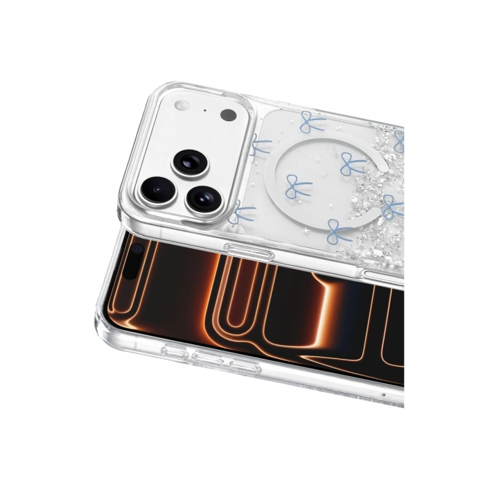 Onegif Apple İphone 17 Pro Max Misk Simli Magsafe Kapak - Desen 3