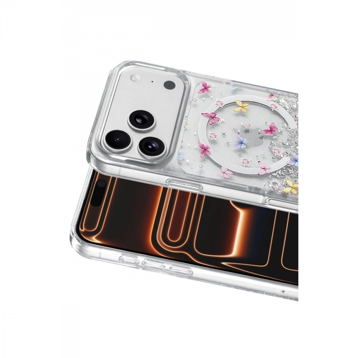 Onegif Apple İphone 17 Pro Max Misk Simli Magsafe Kapak - Desen 4
