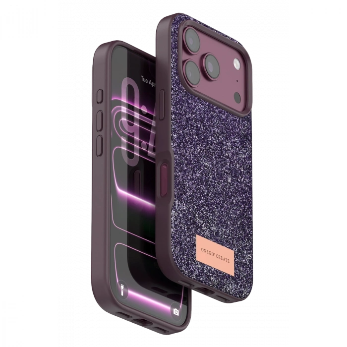 Onegif Apple İphone 18 Pro Bright Simli Kapak - Bordo