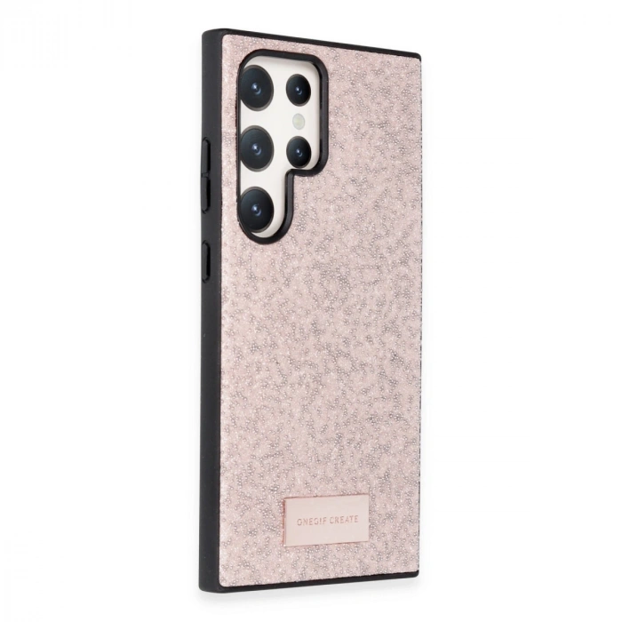 Onegif Samsung Galaxy S23 Ultra Bright Simli Kapak - Pembe