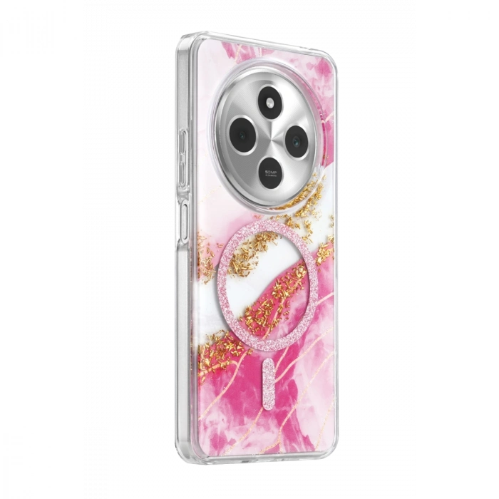 Onegif Xiaomi Redmi 14c Lotus Simli Magsafe Kapak - Pembe