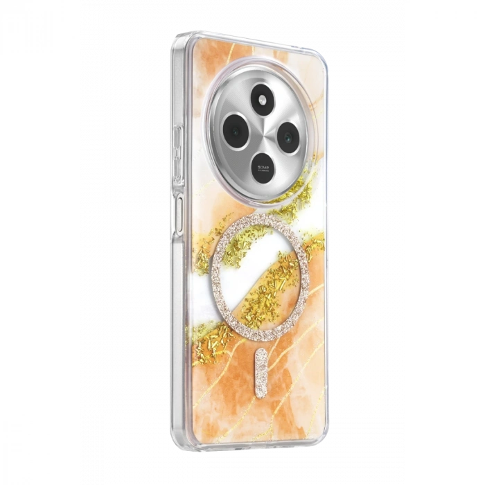 Onegif Xiaomi Redmi 14c Lotus Simli Magsafe Kapak - Turuncu