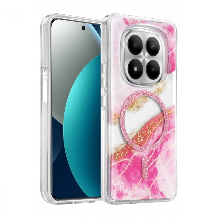 Onegif Xiaomi Redmi Note 15 Pro 5g Lotus Simli Magsafe Kapak - Pembe