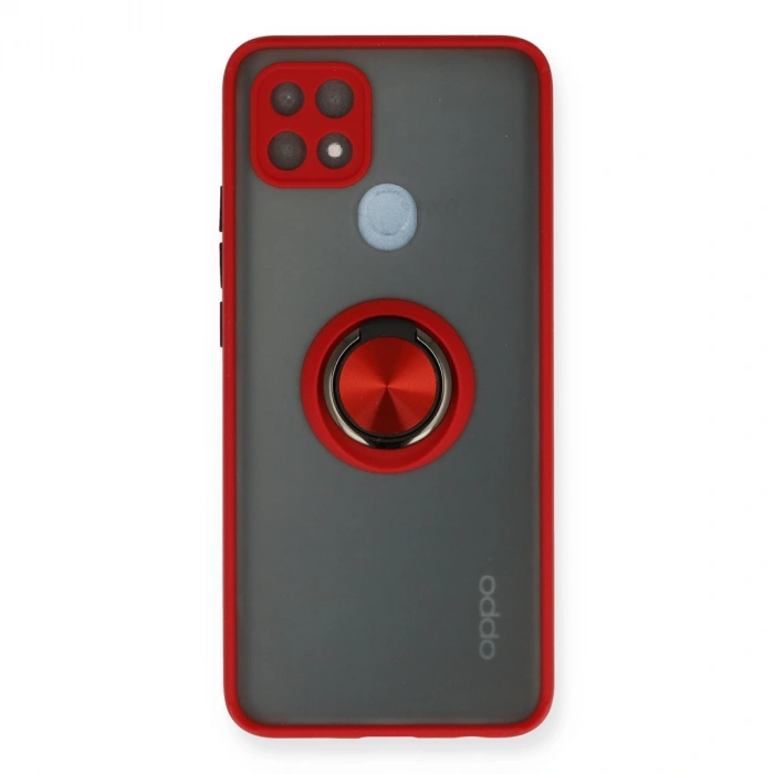 Oppo A15 Kılıf Montreal Yüzüklü Silikon Kapak - Kırmızı