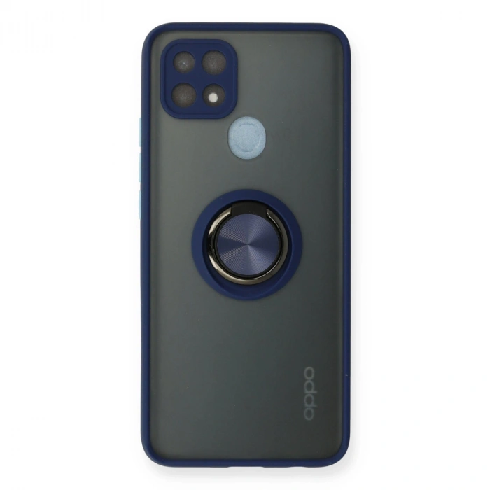 Oppo A15 Kılıf Montreal Yüzüklü Silikon Kapak - Lacivert