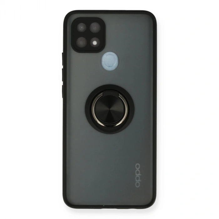 Oppo A15 Kılıf Montreal Yüzüklü Silikon Kapak - Siyah