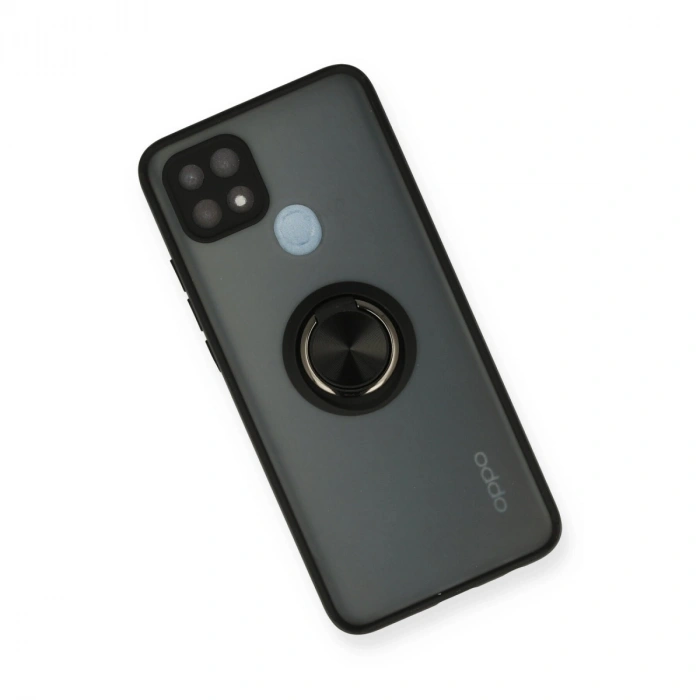 Oppo A15 Kılıf Montreal Yüzüklü Silikon Kapak - Siyah