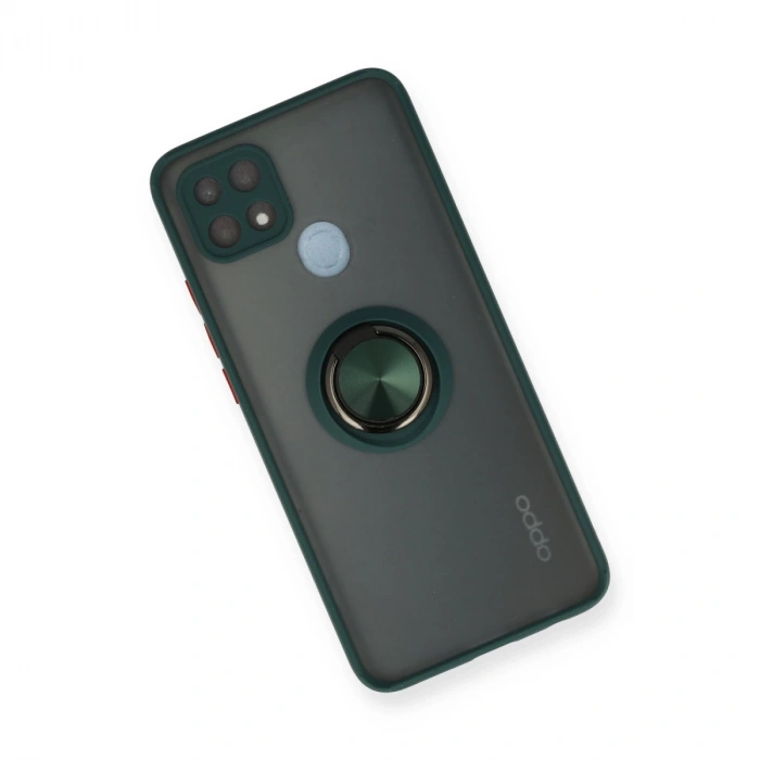 Oppo A15 Kılıf Montreal Yüzüklü Silikon Kapak - Yeşil
