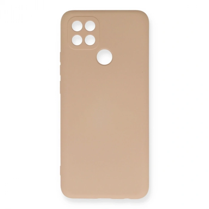 Oppo A15 Kılıf Nano İçi Kadife Silikon - Pudra