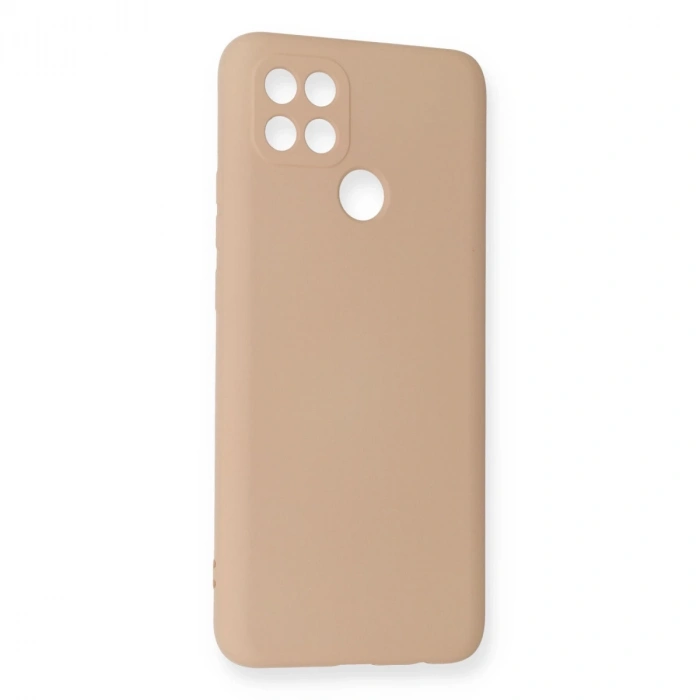 Oppo A15 Kılıf Nano İçi Kadife Silikon - Pudra