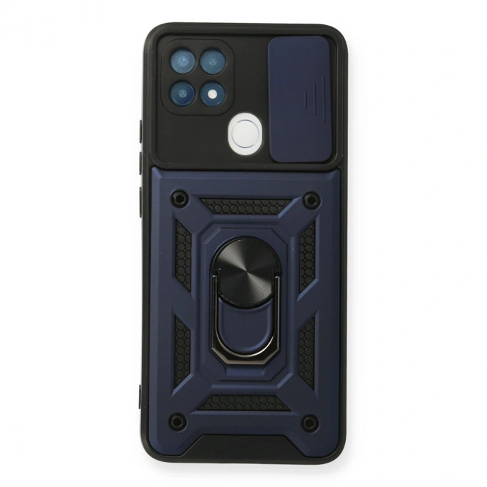 Oppo A15 Kılıf Pars Lens Yüzüklü Silikon - Lacivert