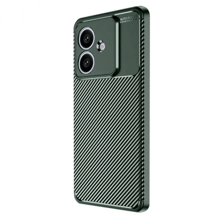 Oppo A3 Kılıf Auto Focus Karbon Kapak - Koyu Yeşil