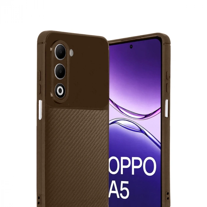 Oppo A5 4g Auto Focus Karbon Kapak - Kahverengi