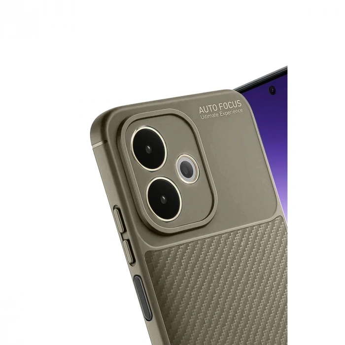 Oppo A5 Pro 4g Kılıf Auto Focus Karbon Kapak - Kahverengi