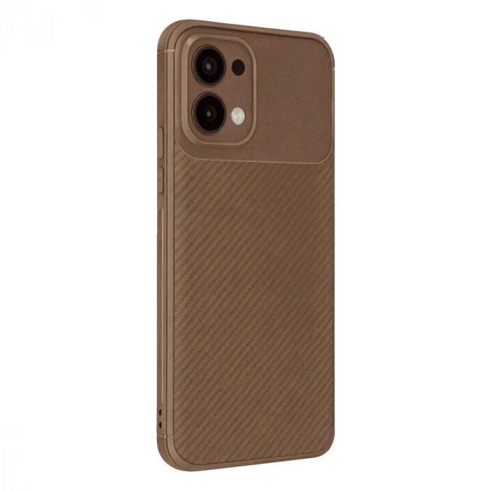Oppo A6 Pro 4g Auto Focus Karbon Kapak - Kahverengi