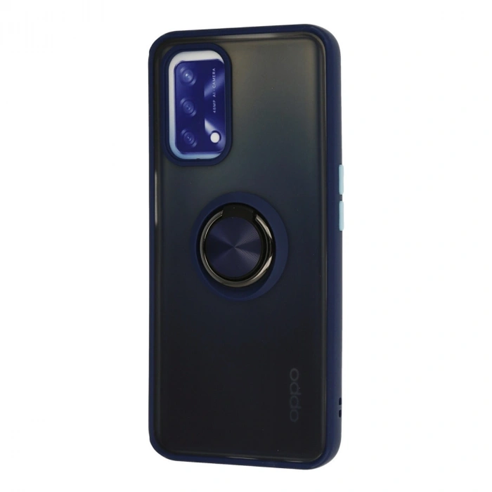 Oppo A74 4g Kılıf Montreal Yüzüklü Silikon Kapak - Lacivert