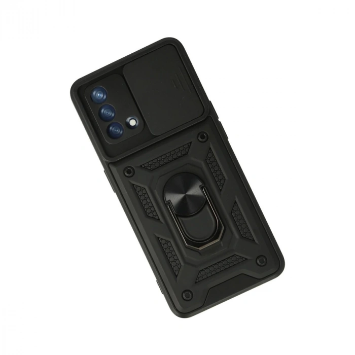 Oppo A74 4g Kılıf Pars Lens Yüzüklü Silikon - Siyah