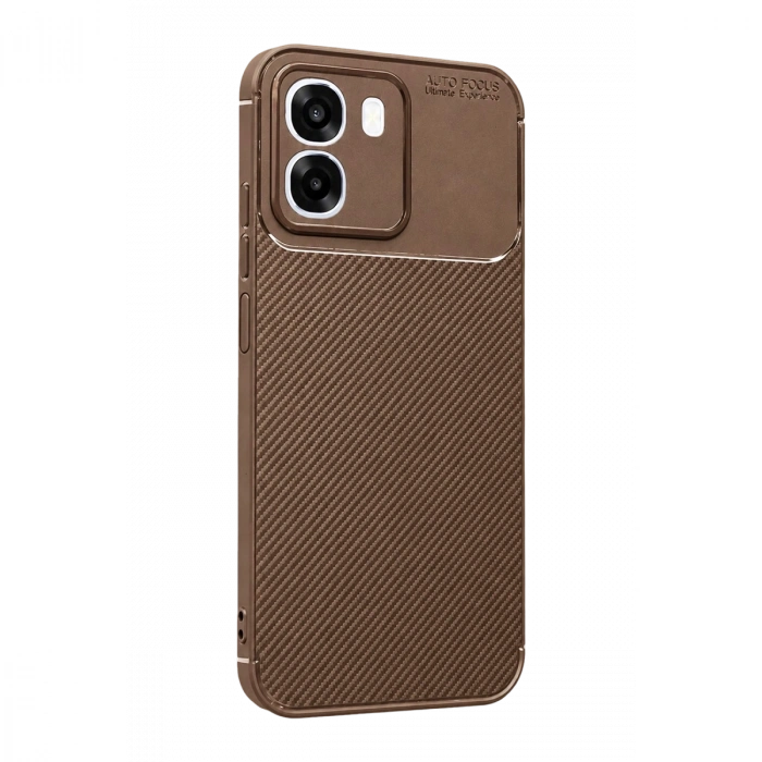 Oppo Oppo A6t 5g Auto Focus Karbon Kapak - Kahverengi