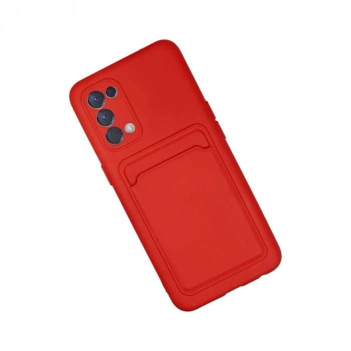Oppo Reno 5 Kılıf Kelvin Kartvizitli Silikon - Kırmızı
